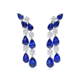 Natural Blue Sapphire Earrings, 20.11 Ct. TW, Pear shape EG_LAB Certified,Sapphire Earrings