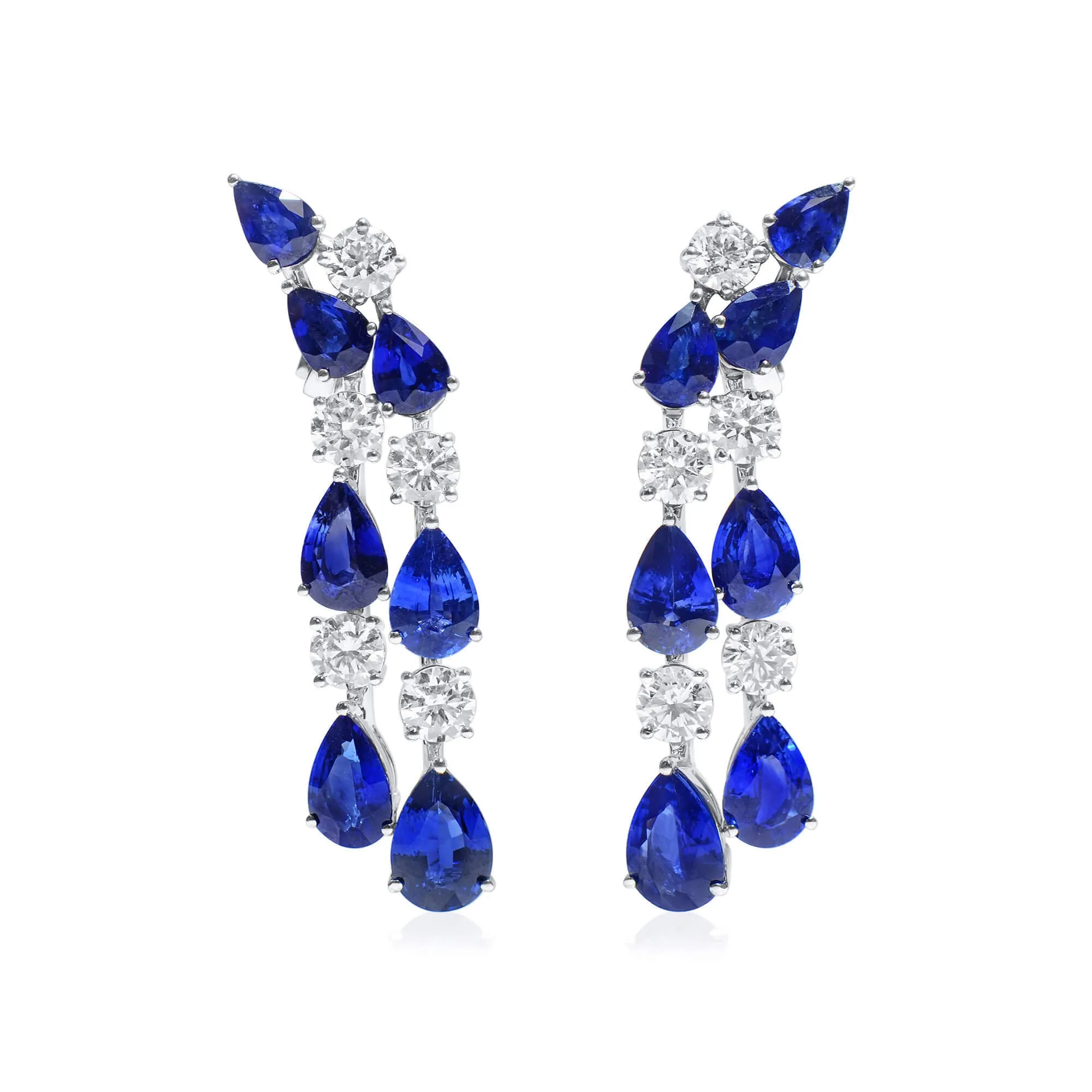 Natural Blue Sapphire Earrings, 20.11 Ct. TW, Pear shape EG_LAB Certified,Sapphire Earrings