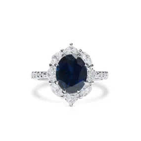 Natural Blue Sapphire Ring, 5.19 Ct. TW, Oval shape EG_LAB Certified,Sapphire Rings