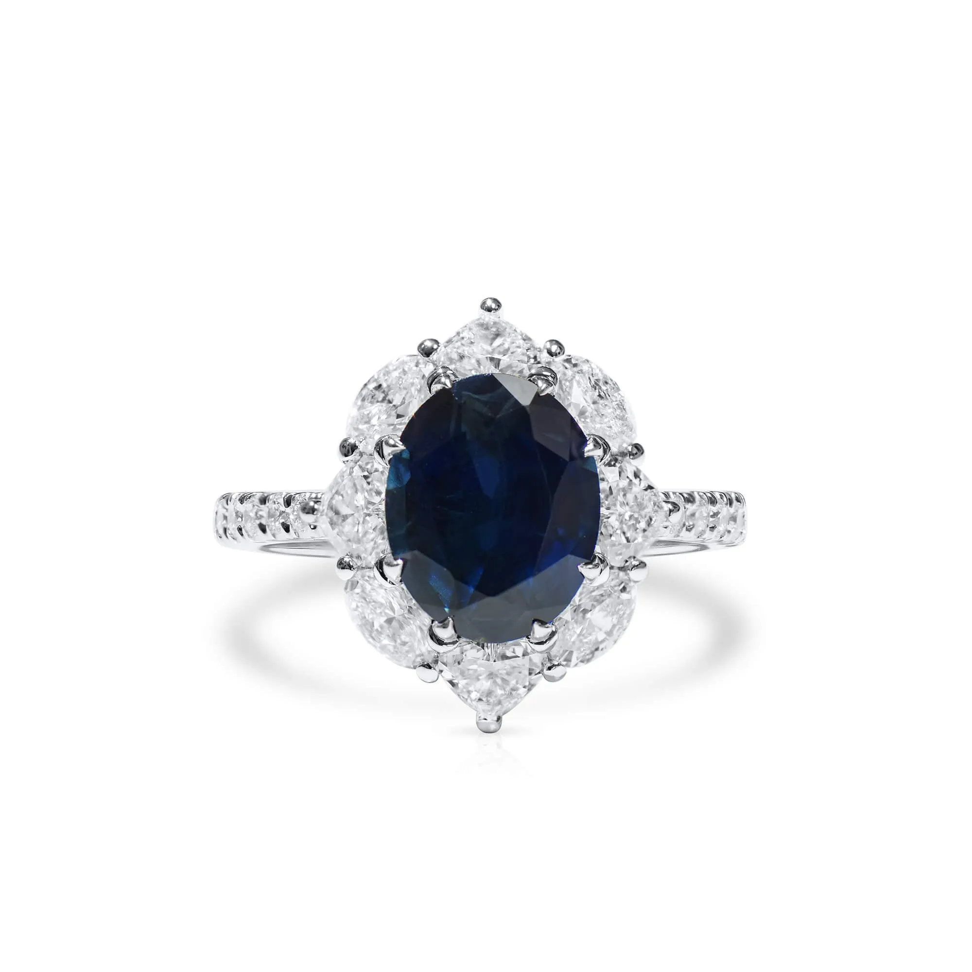 Natural Blue Sapphire Ring, 5.19 Ct. TW, Oval shape EG_LAB Certified,Sapphire Rings