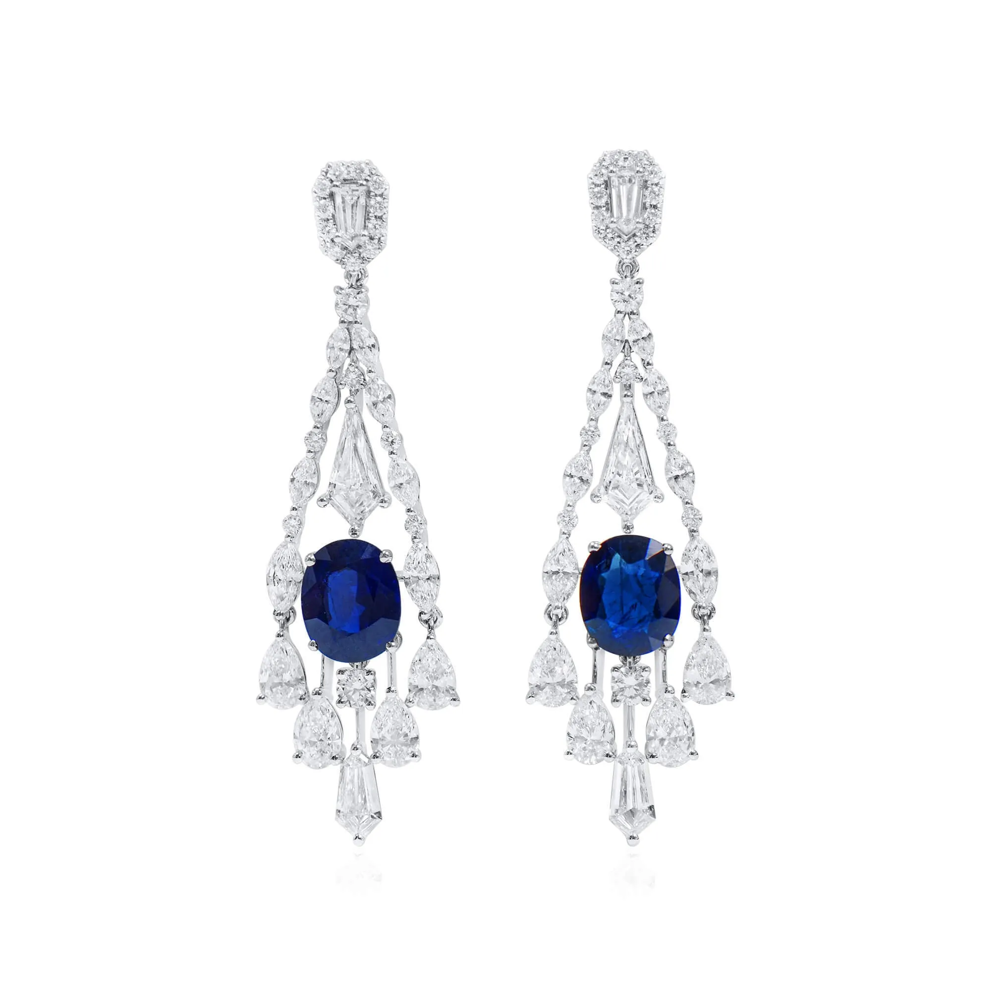 Natural Deep Blue Burma Sapphire Earrings, 10.97 Ct. TW, Oval shape GRS Certified,Sapphire Earrings