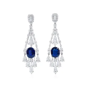 Natural Deep Blue Burma Sapphire Earrings, 10.97 Ct. TW, Oval shape GRS Certified,Sapphire Earrings