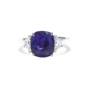 Natural Deep Purple Sapphire Ring, 4.17 Ct. (4.84 Ct. TW), GRS2022-028206, UNHEATED,Rings Jewelry