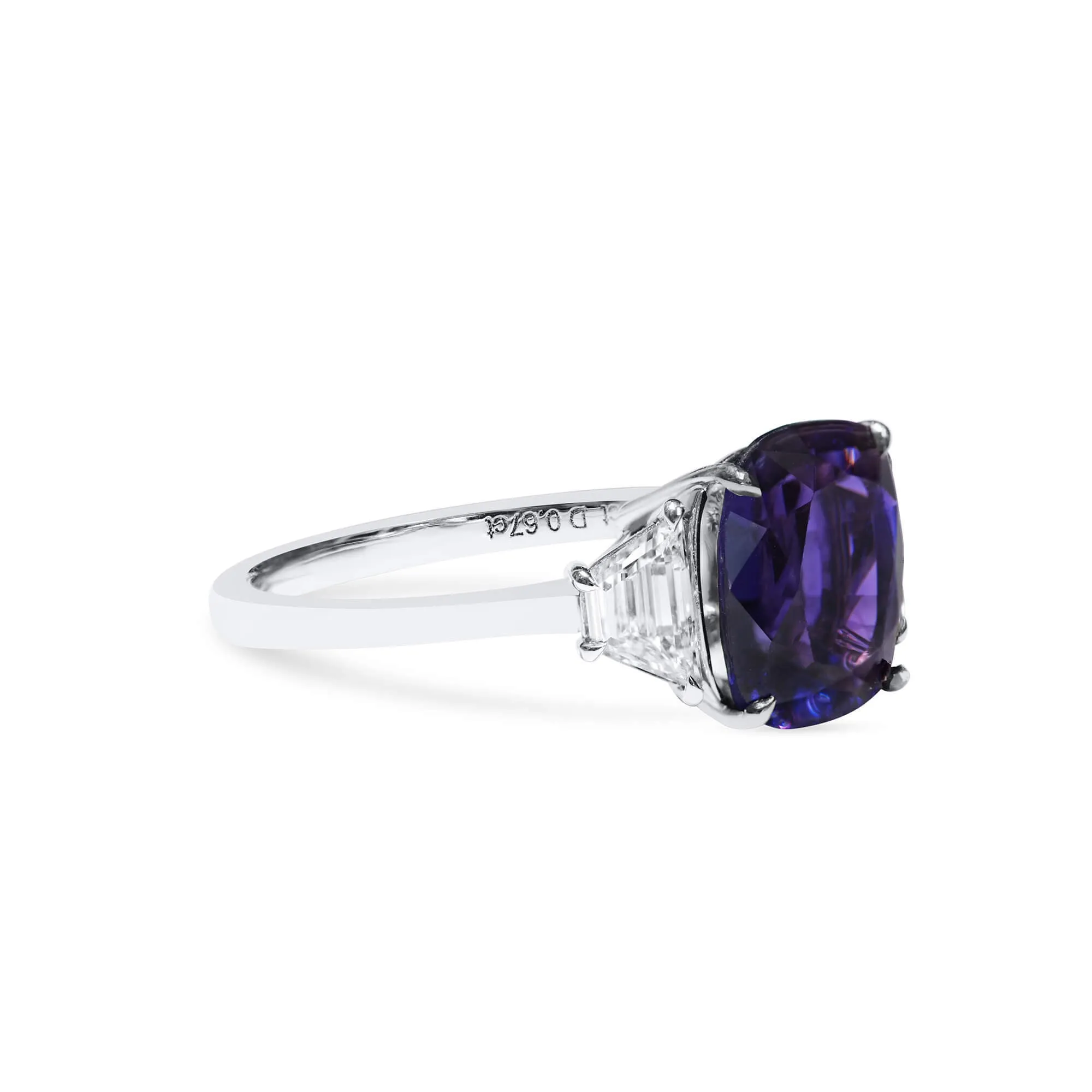 Natural Deep Purple Sapphire Ring, 4.17 Ct. (4.84 Ct. TW), GRS2022-028206, UNHEATED,Sapphire Rings