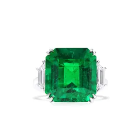 Natural Green Colombia Emerald Ring, 17.20 Ct. TW, Octagonal shape GUBELIN Certified,Emerald Rings