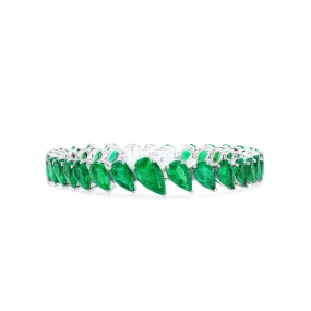 Natural Green Emerald Bracelet, 21.23 Ct. TW, Pear shape GRS Certified,Emerald Bracelet