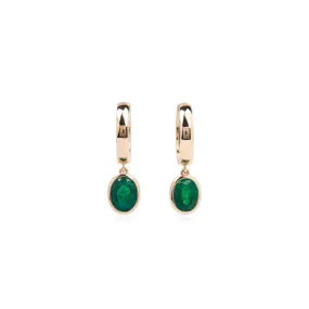 Natural Green Emerald Earrings, 1.74 Carat, Oval shape,Emerald Earrings