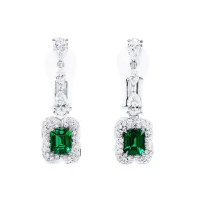 Natural Green Emerald Earrings, 2.12 Ct. TW,Emerald Earrings