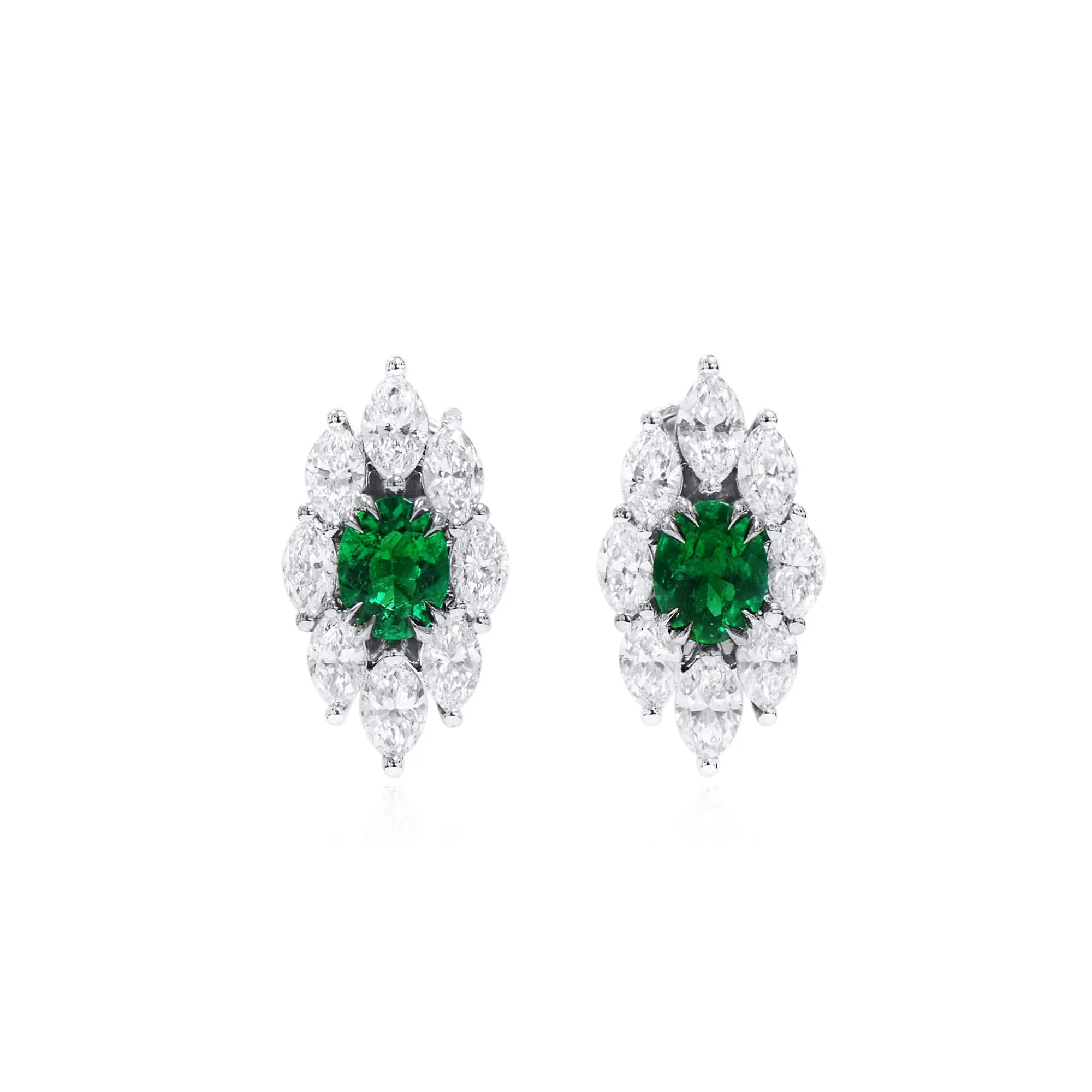 Natural Green Emerald Earrings, 3.09 Ct. TW,Emerald Earrings