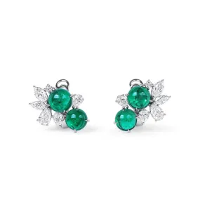 Natural Green Emerald Earrings, 5.79 Ct. TW, Round shape GRS Certified,Emerald Earrings