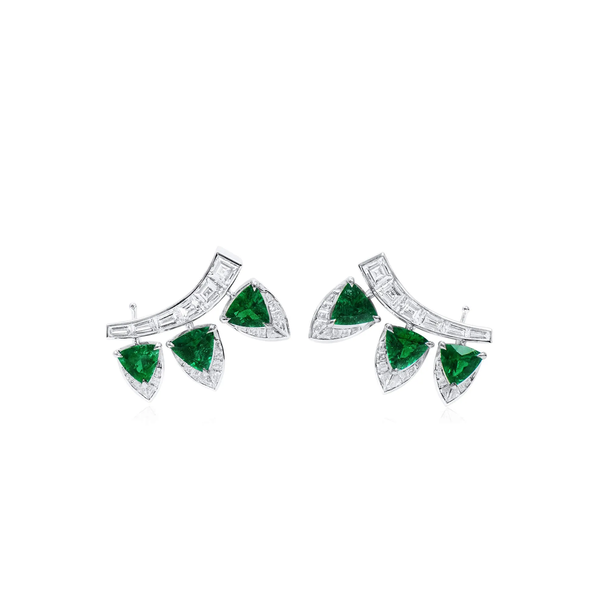 Natural Green Emerald Earrings, 8.14 Ct. TW,Emerald Earrings