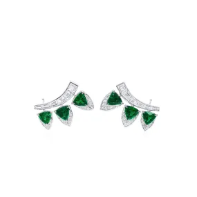 Natural Green Emerald Earrings, 8.14 Ct. TW,Emerald Earrings