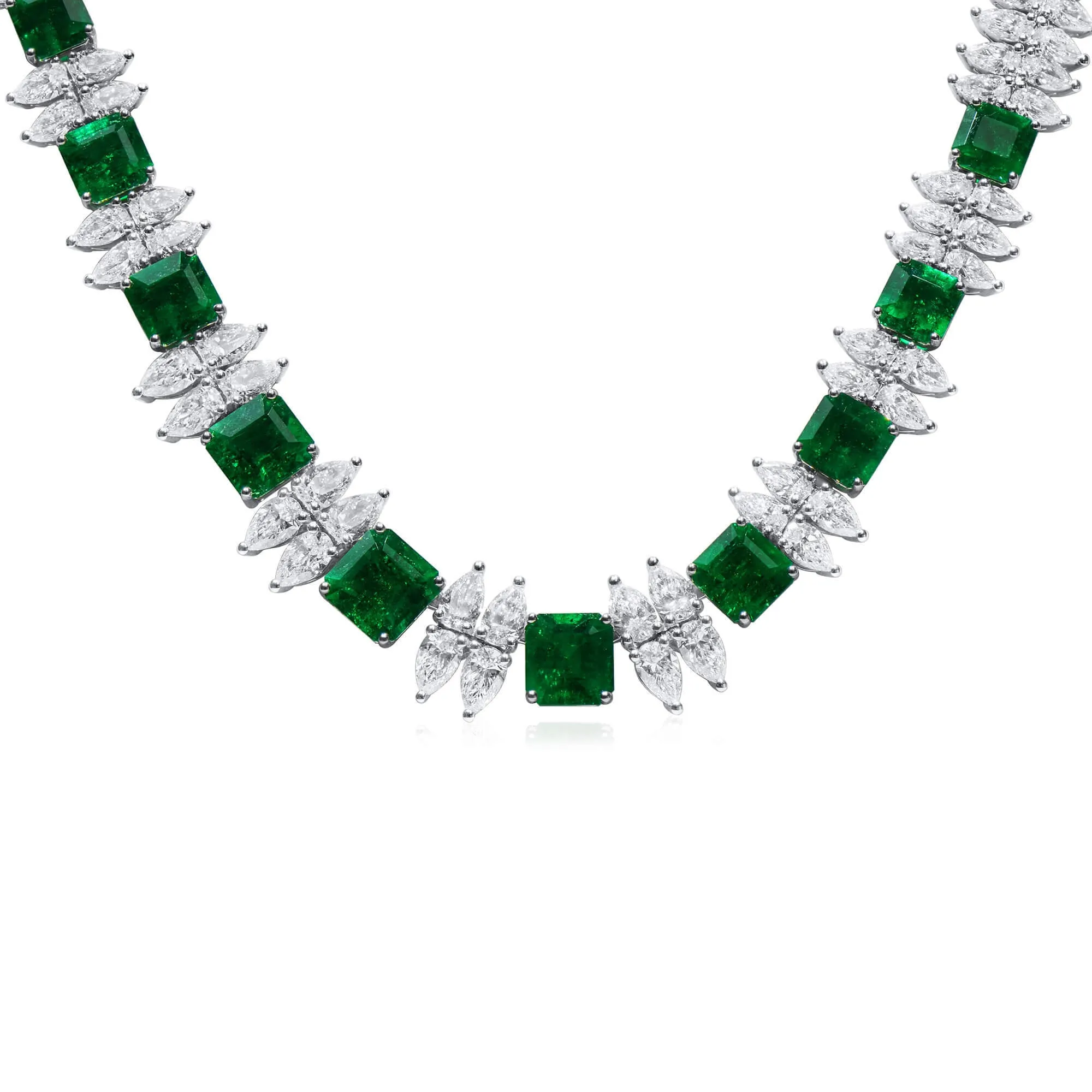 Natural Green Emerald Necklace, 45.87 Ct. TW,Emerald Pendant