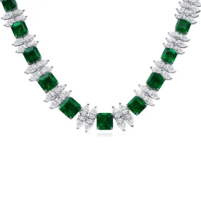 Natural Green Emerald Necklace, 45.87 Ct. TW,Emerald Pendant