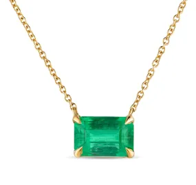 Natural Green Emerald Pendant, 3.17 Carat, Radiant Shape,Emerald Pendant