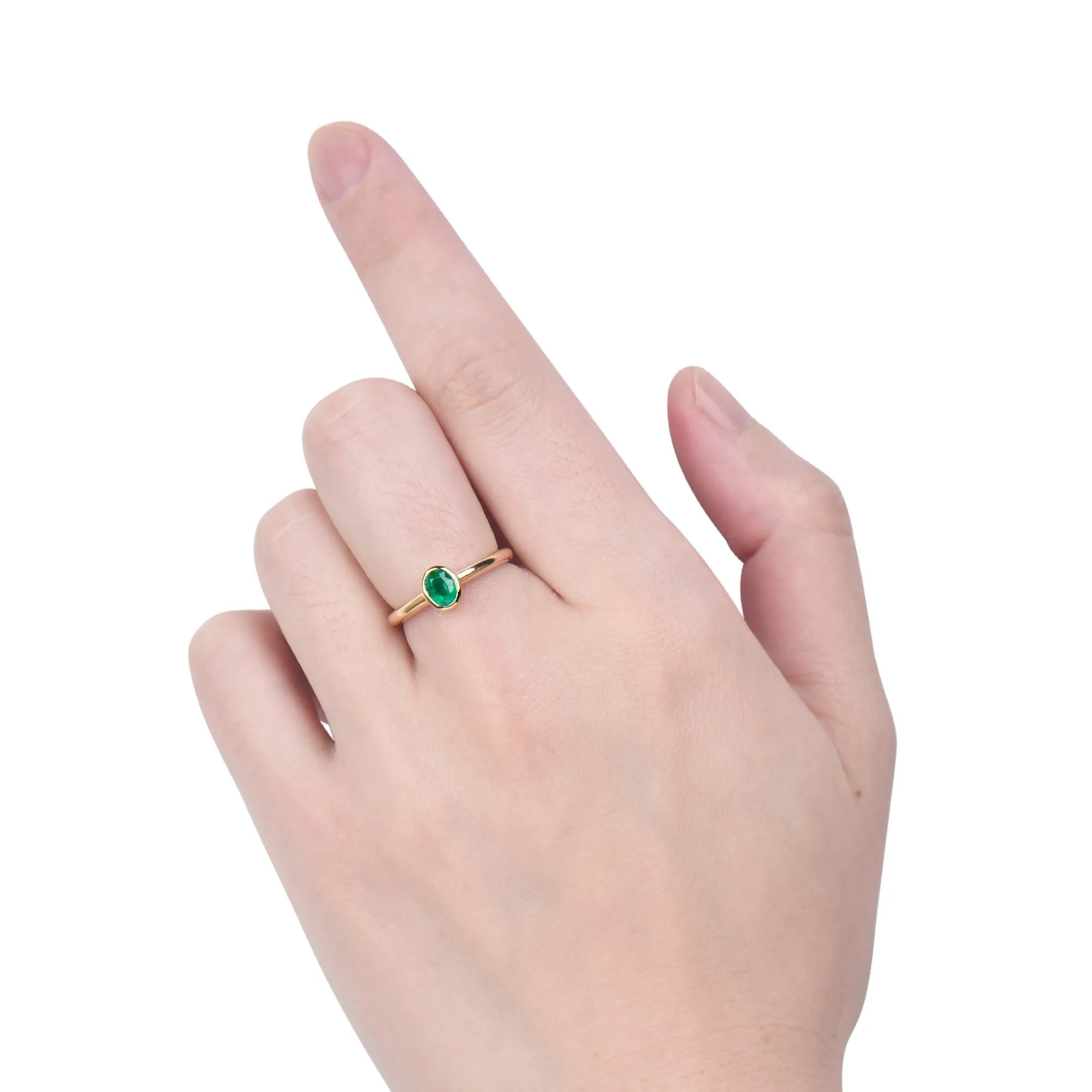 Natural Green Emerald Ring, 0.48 Ct. TW,Emerald Rings