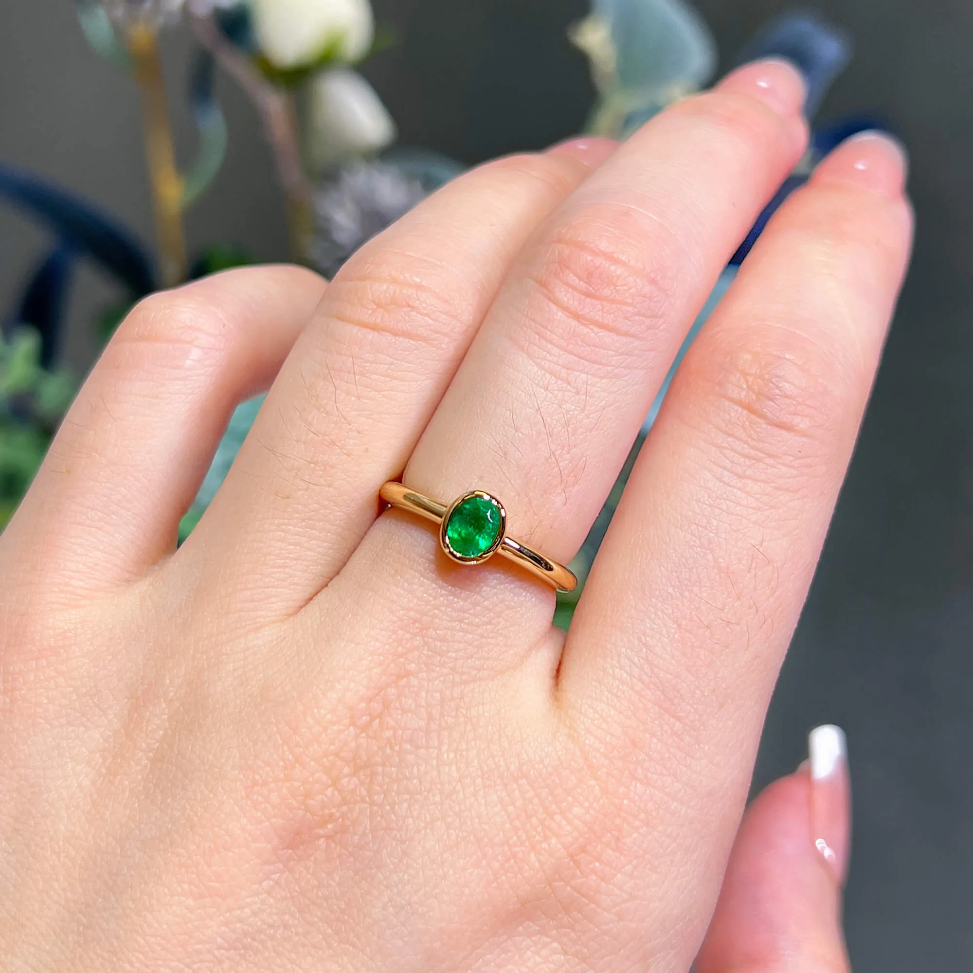 Natural Green Emerald Ring, 0.48 Ct. TW,Emerald Rings