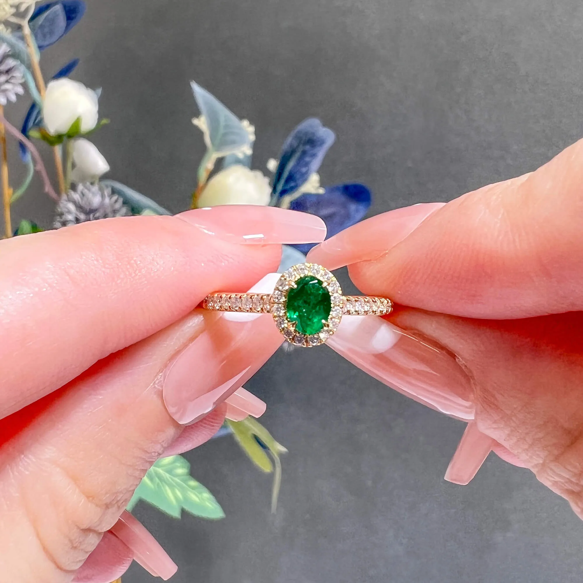 Natural Green Emerald Ring, 0.56 Ct. TW,Emerald Rings