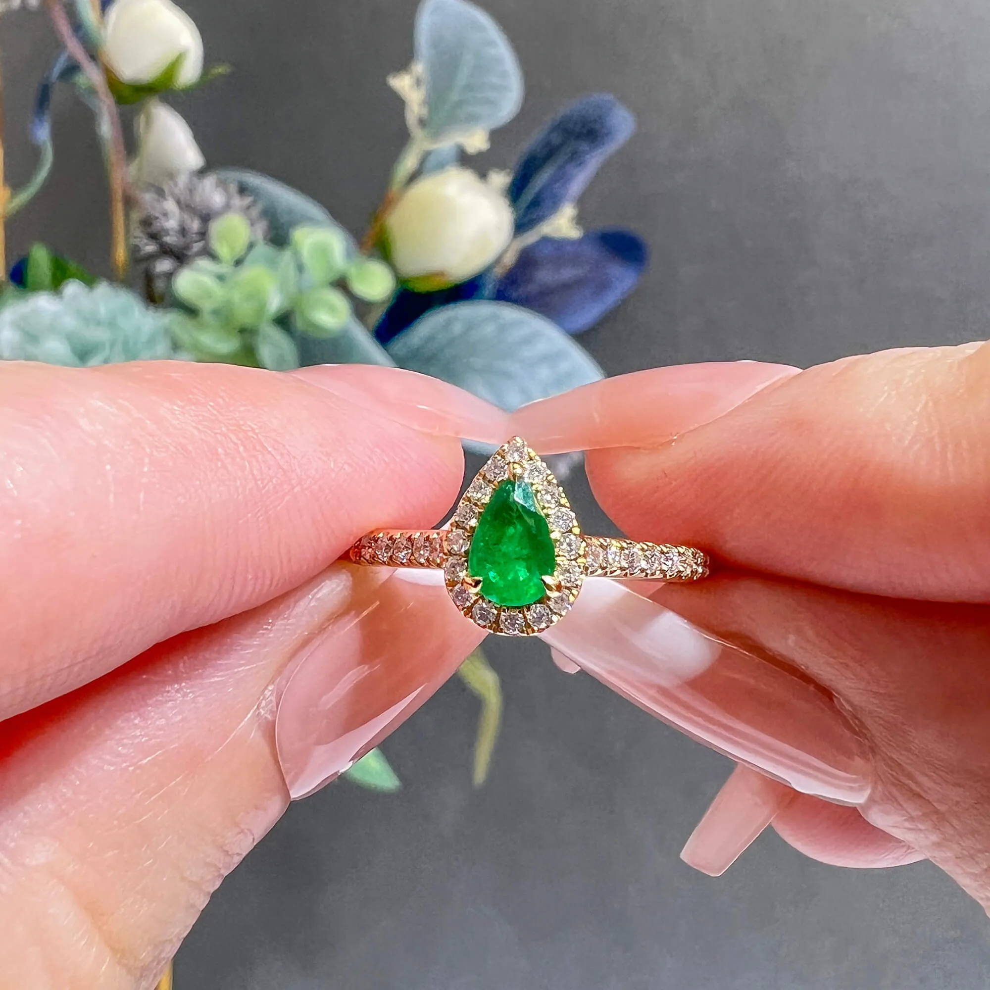 Natural Green Emerald Ring, 0.57 Ct. TW,Emerald Rings