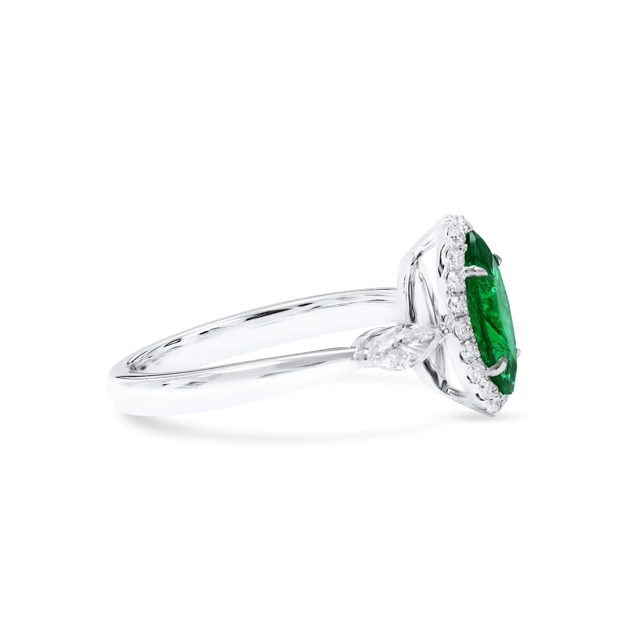 Natural Green Emerald Ring, 0.60 Ct. (1.02 Ct. TW), Marquise shape,Emerald Rings
