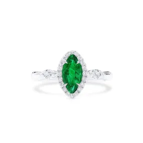 Natural Green Emerald Ring, 0.60 Ct. (1.02 Ct. TW), Marquise shape,Emerald Rings