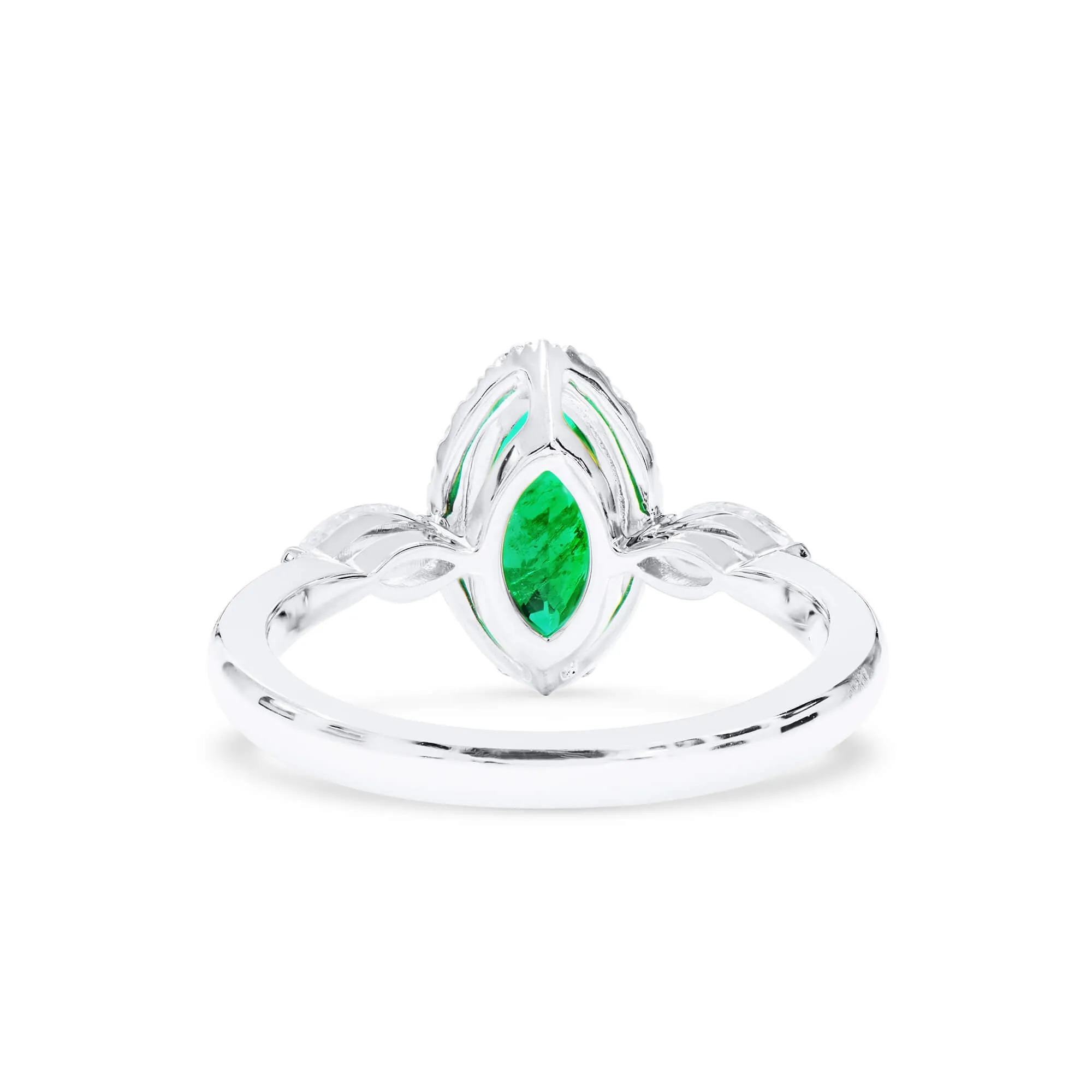 Natural Green Emerald Ring, 0.60 Ct. (1.02 Ct. TW), Marquise shape,Emerald Rings