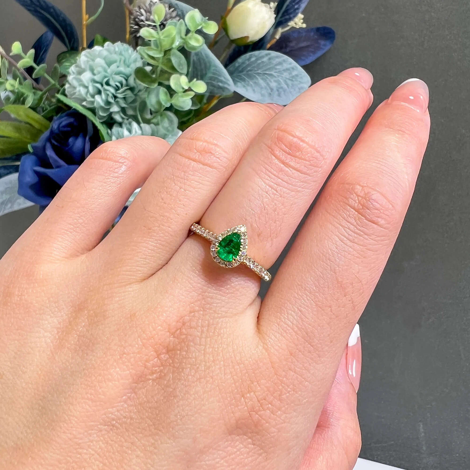 Natural Green Emerald Ring, 0.63 Ct. TW,Emerald Rings