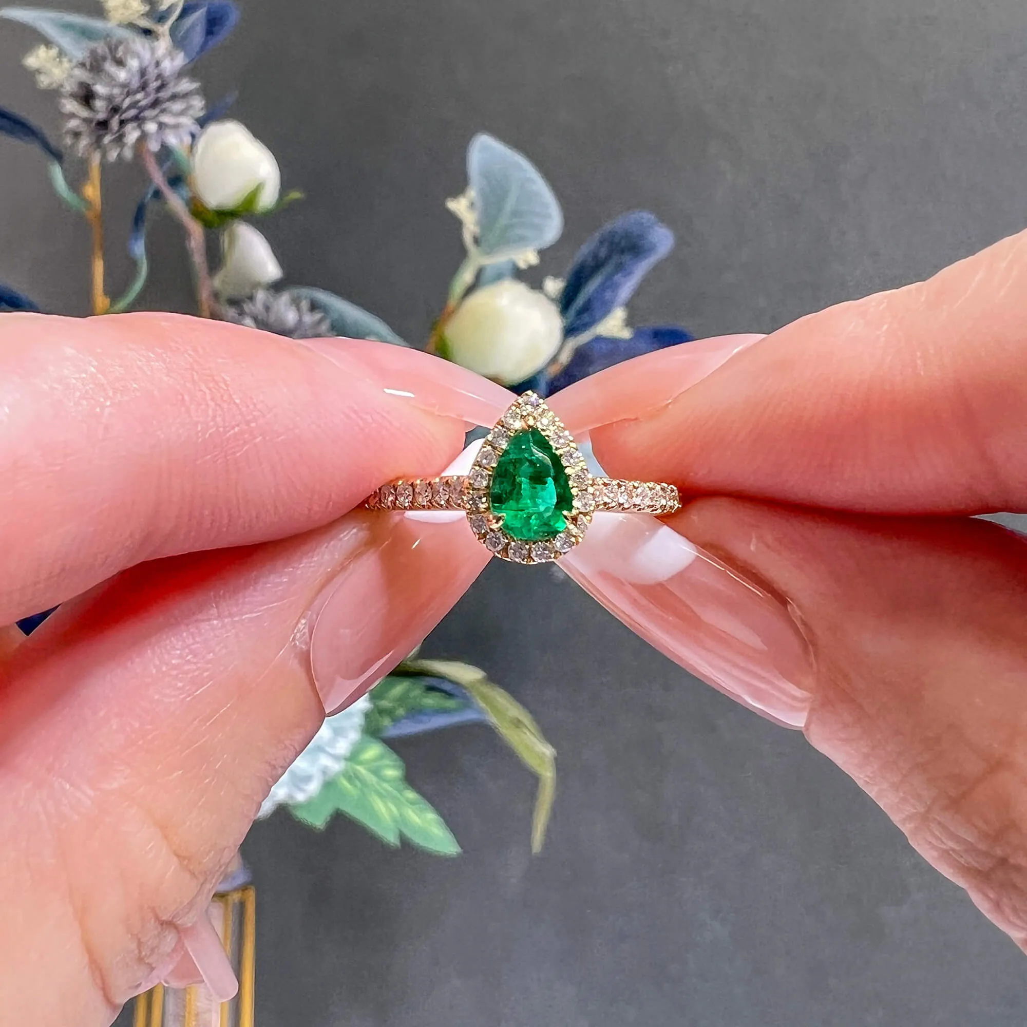 Natural Green Emerald Ring, 0.63 Ct. TW,Emerald Rings