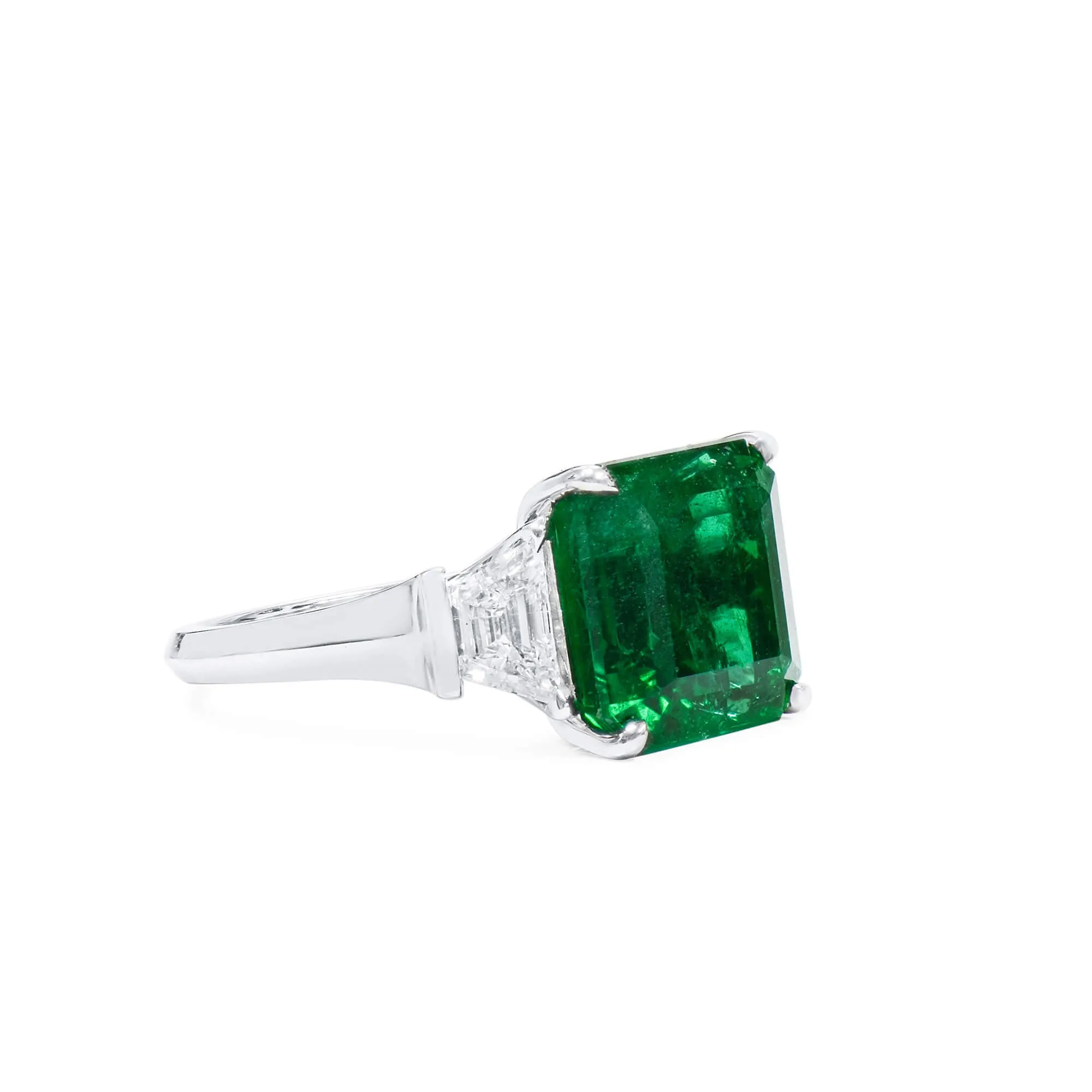 Natural Green Zambia Emerald Ring, 8.56 Ct. TW, Radiant shape GRS Certified,Emerald Rings