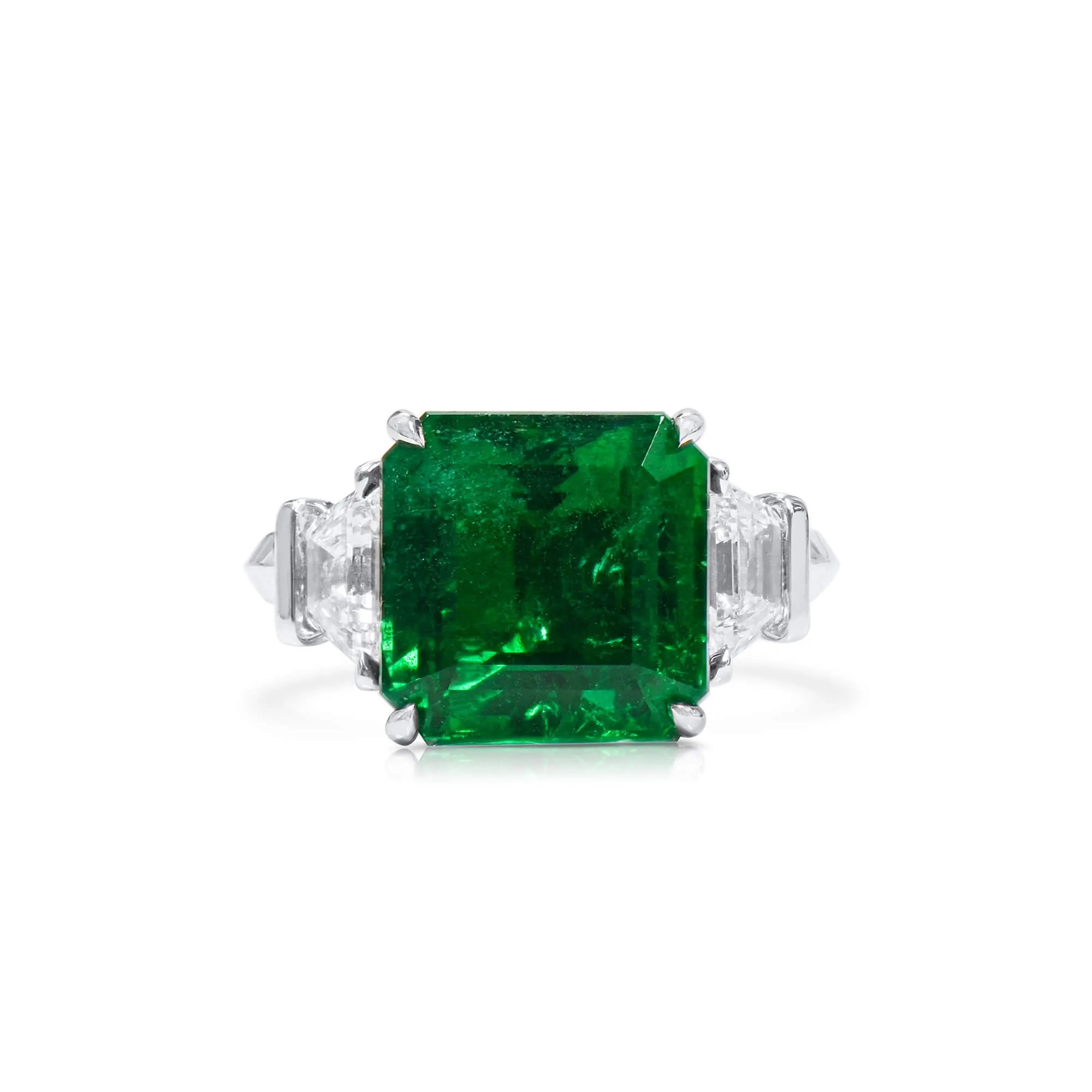 Natural Green Zambia Emerald Ring, 8.56 Ct. TW, Radiant shape GRS Certified,Emerald Rings
