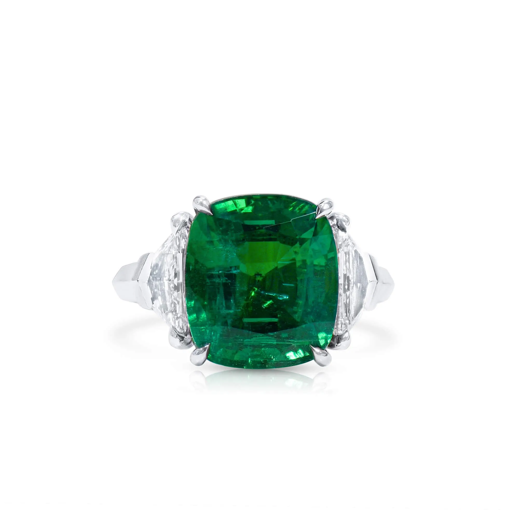 Natural Green Zambia Emerald Ring, 9.46 Ct. TW, Radiant shape GIA Certified,Emerald Rings