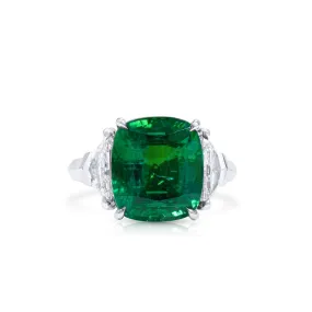 Natural Green Zambia Emerald Ring, 9.46 Ct. TW, Radiant shape GIA Certified,Emerald Rings