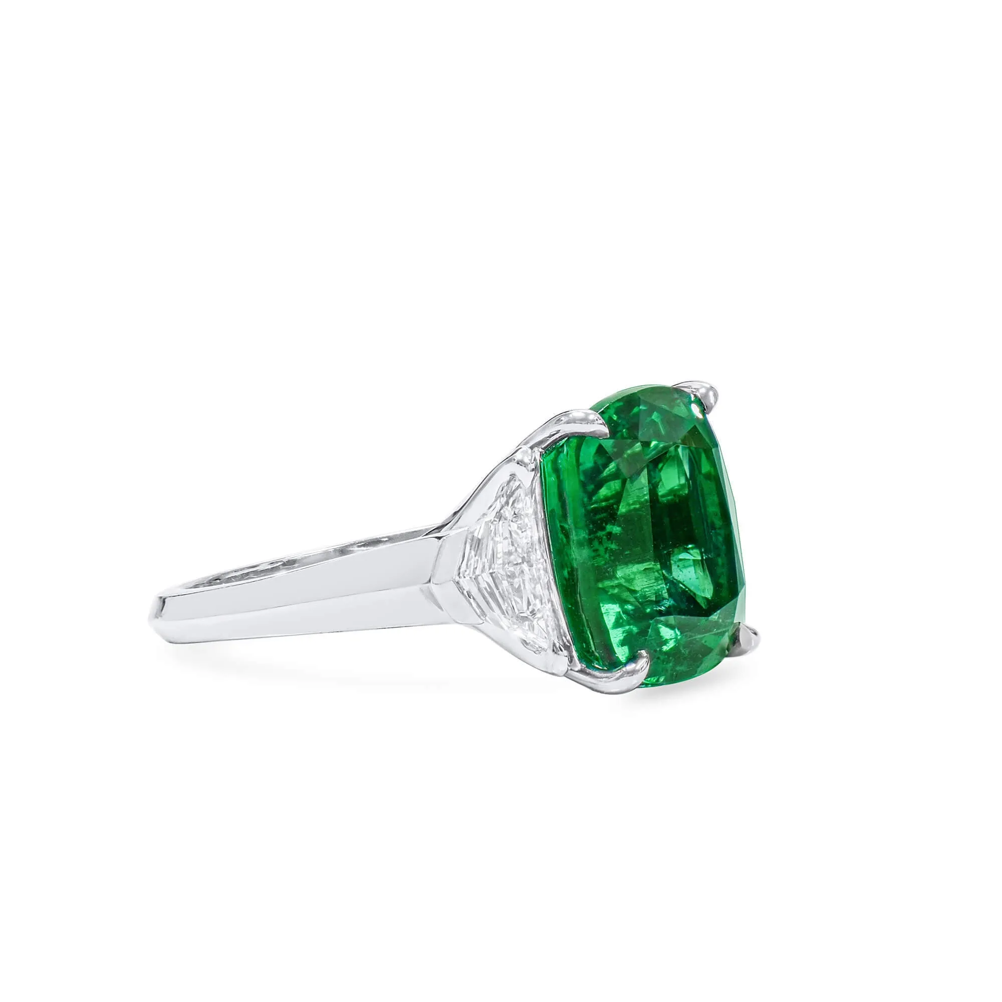 Natural Green Zambia Emerald Ring, 9.46 Ct. TW, Radiant shape GIA Certified,Emerald Rings