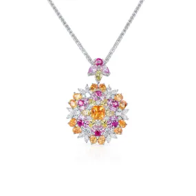 Natural Mix Sapphire Pendant, 8.95 Ct. TW,Sapphire Necklace