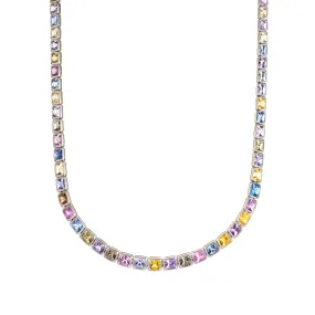 Natural Mixed Colors Sapphire Necklace, 31.45 Carat, Cushion Shape,Sapphire Necklace