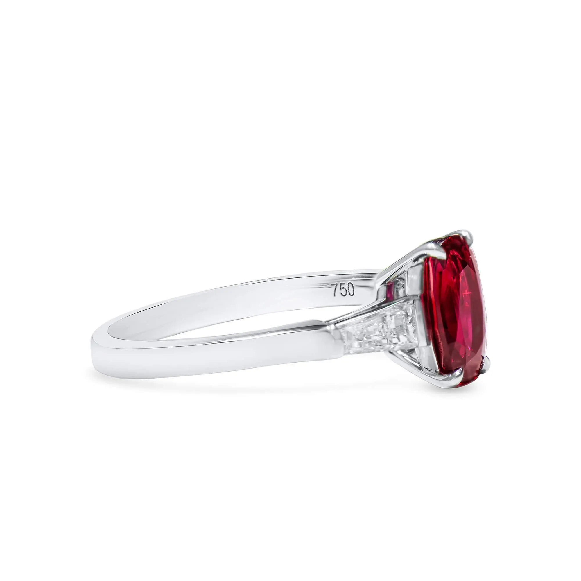 Natural Purplish Red Ruby Ring, 2.46 Ct. TW, Oval shape GRS Certified,Ruby Rings