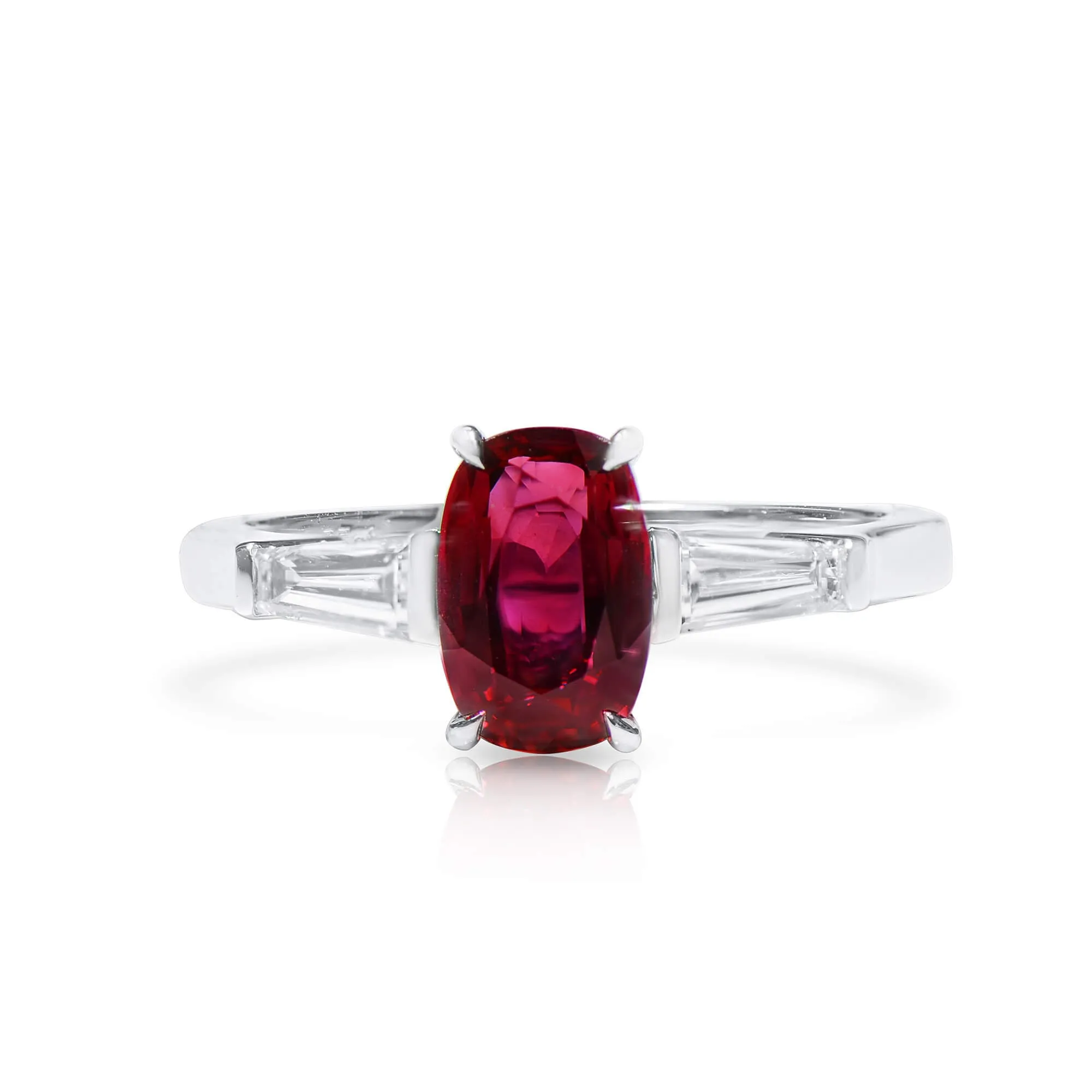 Natural Purplish Red Ruby Ring, 2.46 Ct. TW, Oval shape GRS Certified,Ruby Rings