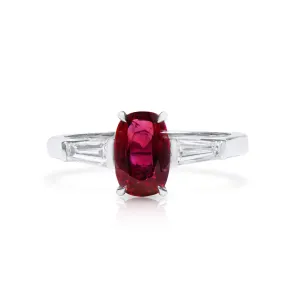 Natural Purplish Red Ruby Ring, 2.46 Ct. TW, Oval shape GRS Certified,Ruby Rings
