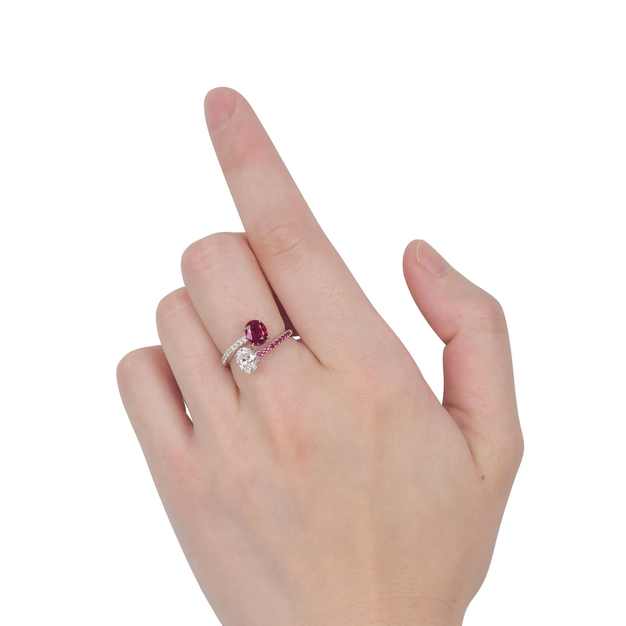 Natural Red Burma Ruby And Diamond Ring, 1.21 Ct. (2.25 Ct. TW), JCRG05536958,Ruby Rings