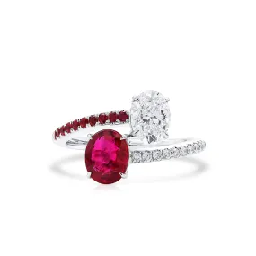 Natural Red Burma Ruby And Diamond Ring, 1.21 Ct. (2.25 Ct. TW), JCRG05536958,Ruby Rings