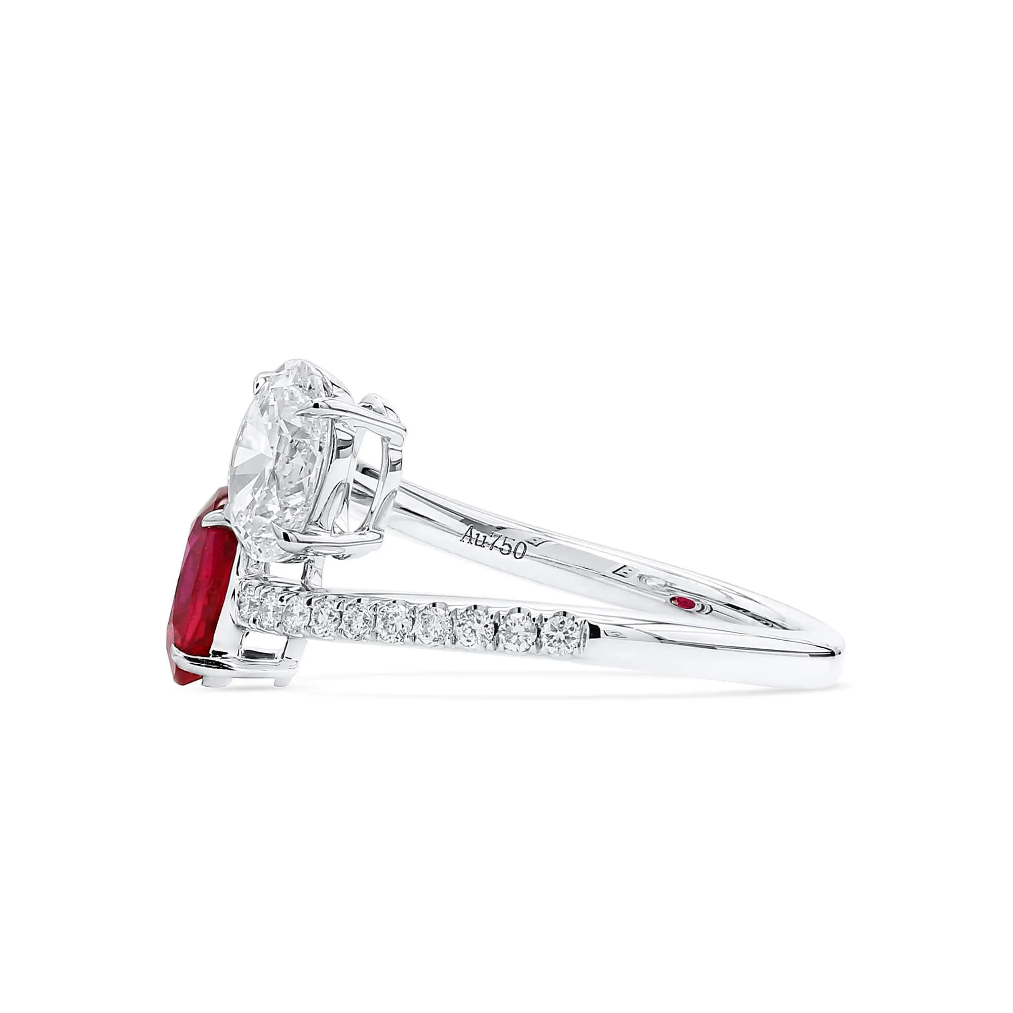 Natural Red Burma Ruby And Diamond Ring, 1.21 Ct. (2.25 Ct. TW), JCRG05536958,Ruby Rings