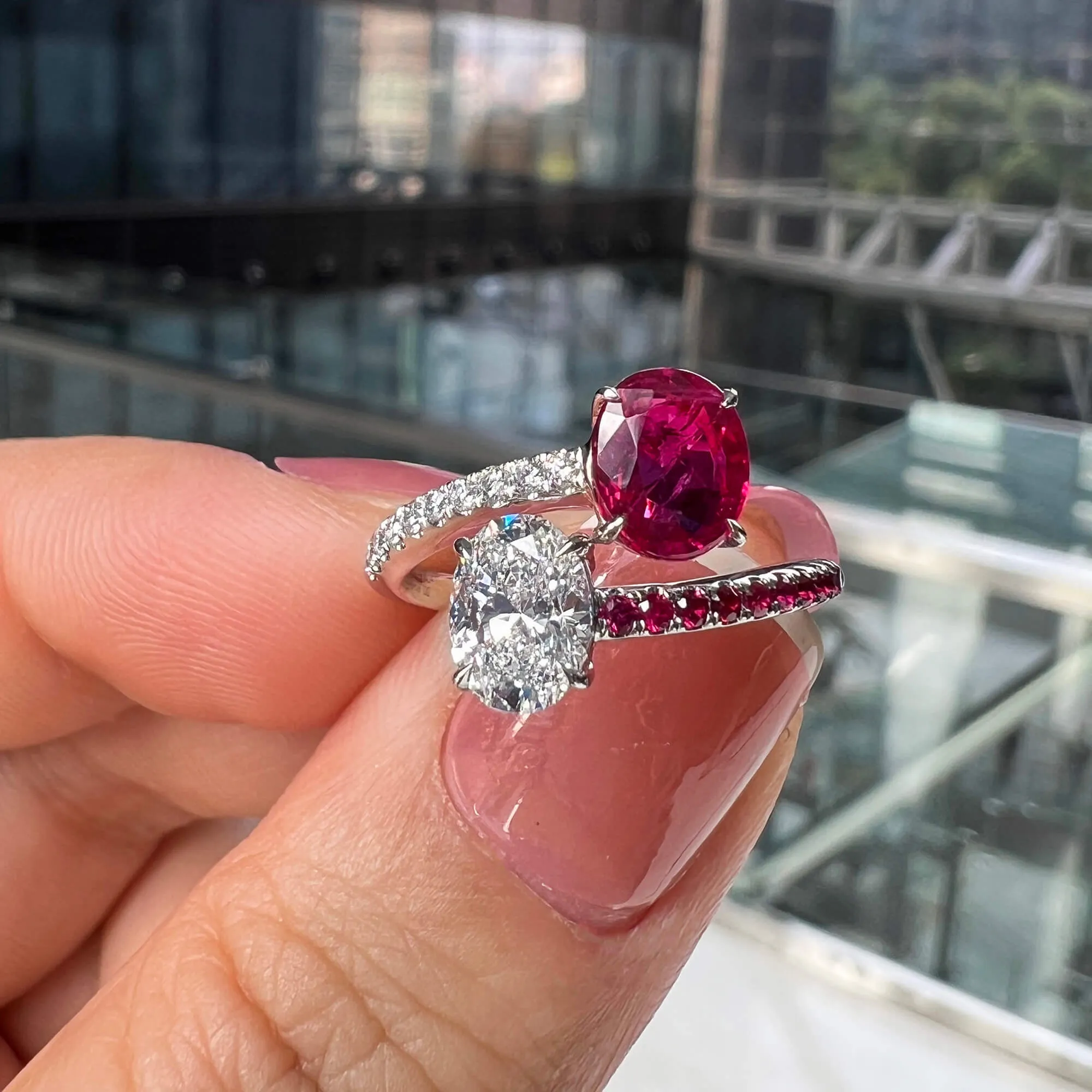 Natural Red Burma Ruby And Diamond Ring, 1.21 Ct. (2.25 Ct. TW), JCRG05536958,Ruby Rings