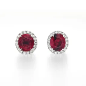Natural Red Burma Ruby Earrings, 3.21 Ct. TW, Oval shape AGL Certified,Ruby Earrings