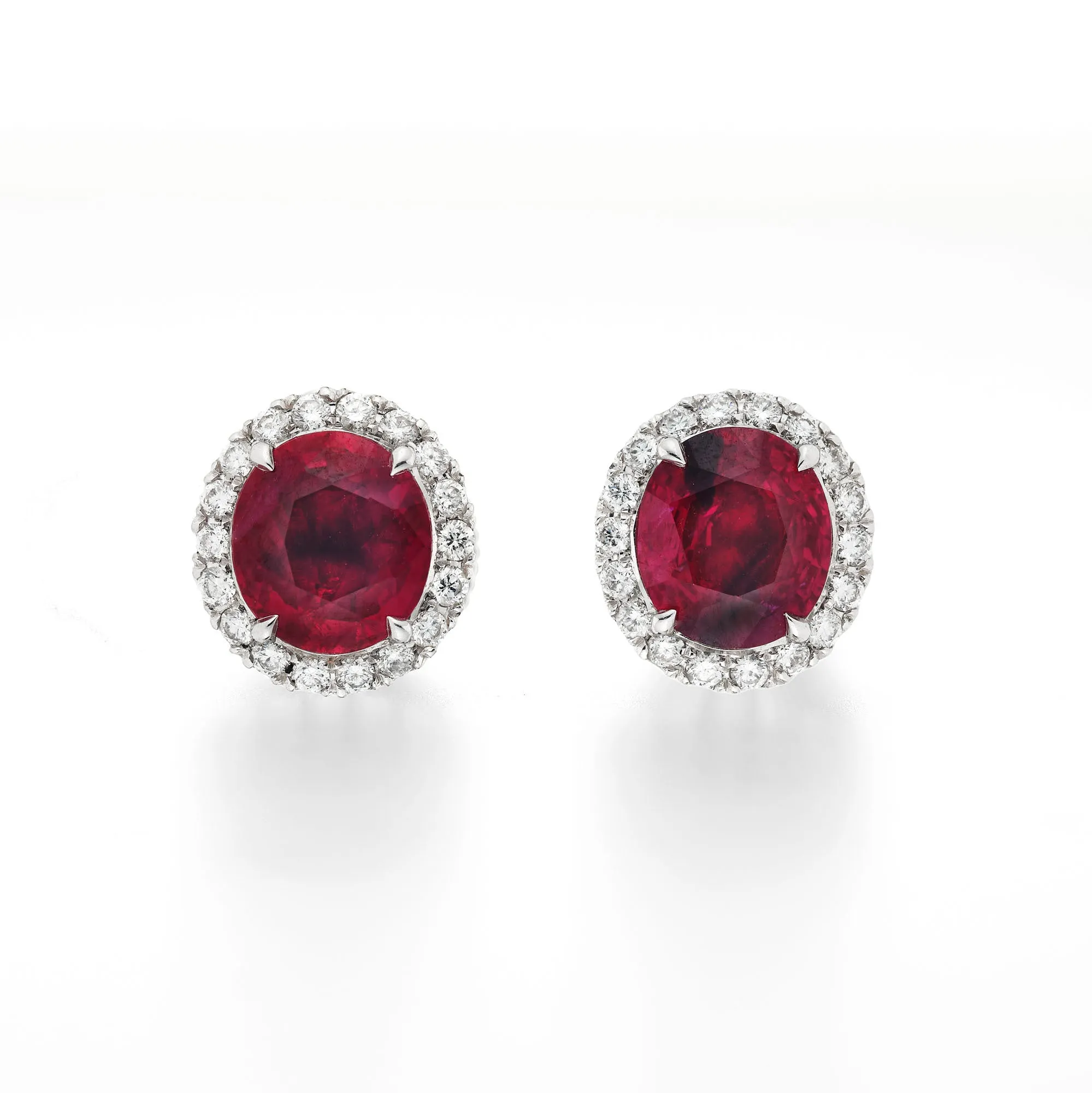 Natural Red Burma Ruby Earrings, 3.21 Ct. TW, Oval shape AGL Certified,Ruby Earrings