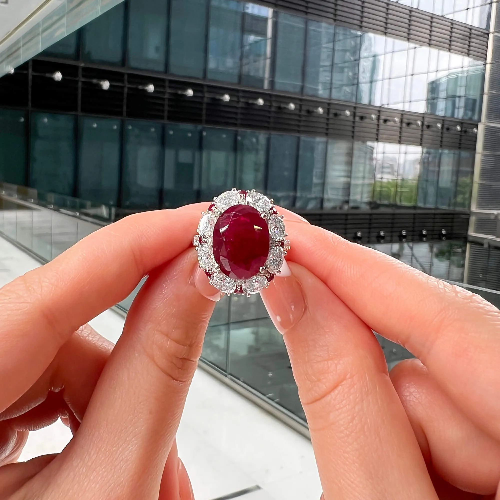 Natural Red East Africa Ruby Ring, 12.31 Ct. TW, Oval shape SSEF Certified,Ruby Rings