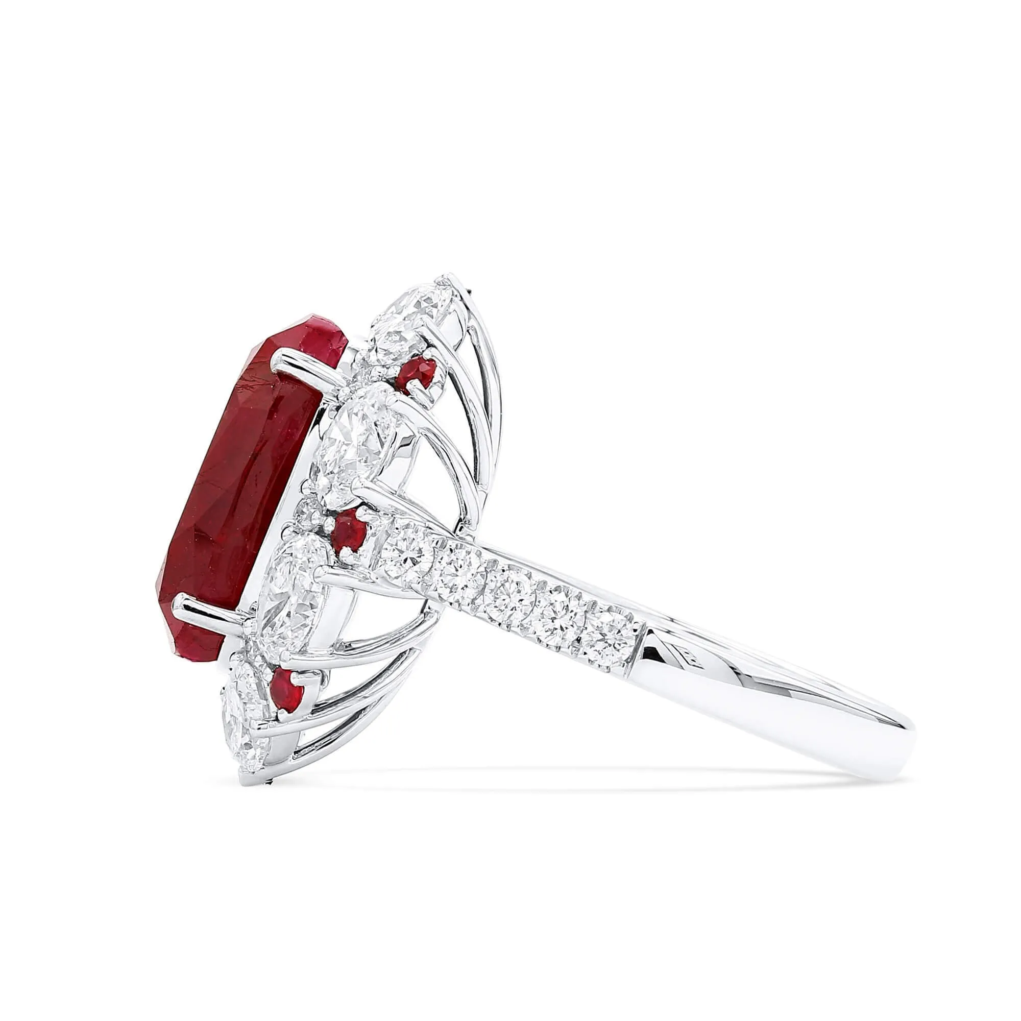Natural Red East Africa Ruby Ring, 12.31 Ct. TW, Oval shape SSEF Certified,Ruby Rings
