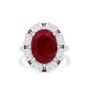 Natural Red East Africa Ruby Ring, 12.31 Ct. TW, Oval shape SSEF Certified,Ruby Rings