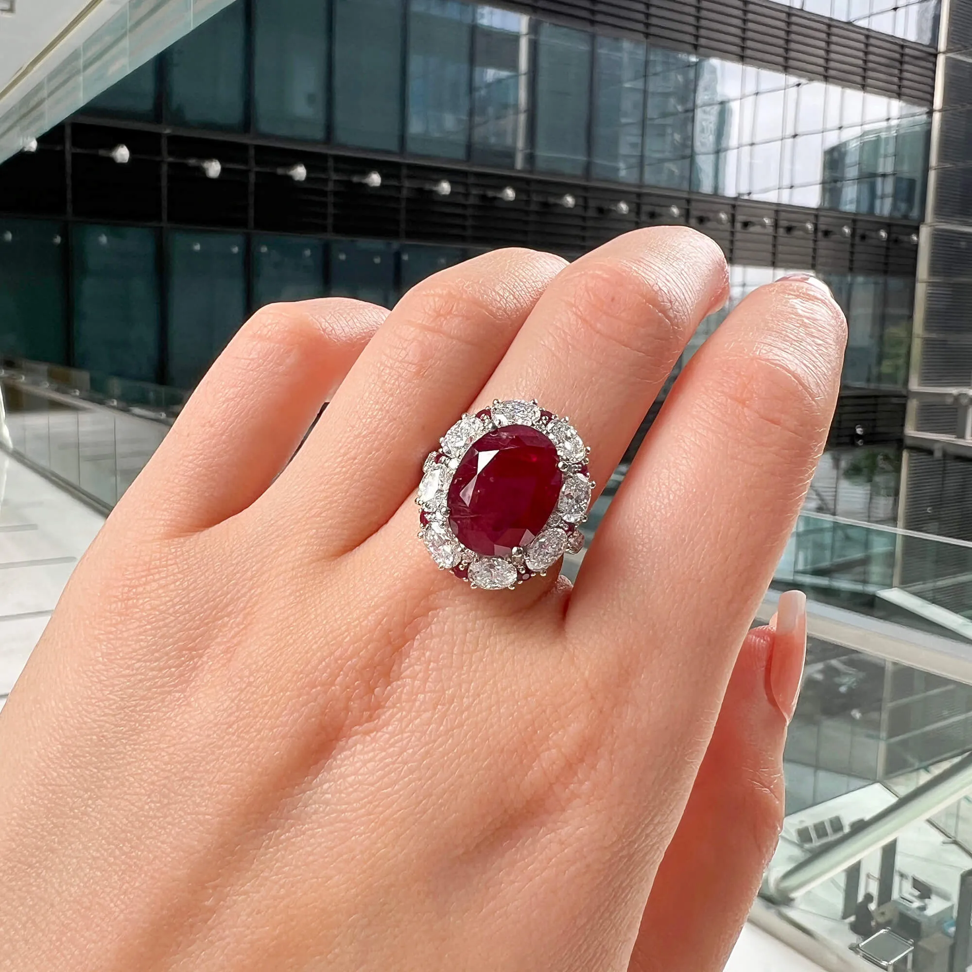 Natural Red East Africa Ruby Ring, 12.31 Ct. TW, Oval shape SSEF Certified,Ruby Rings