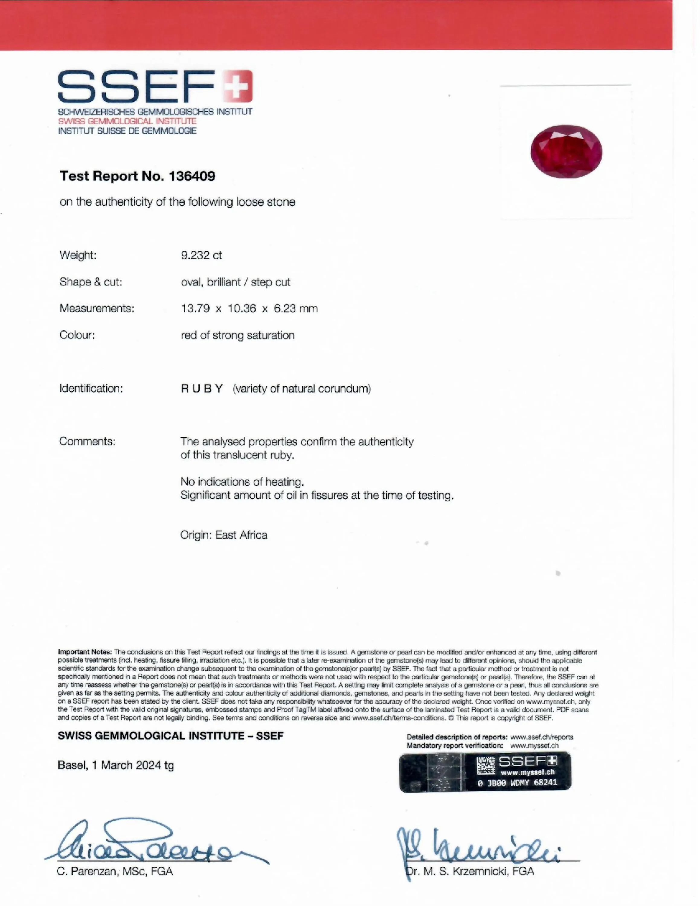 Natural Red East Africa Ruby Ring, 12.31 Ct. TW, Oval shape SSEF Certified,Ruby Rings
