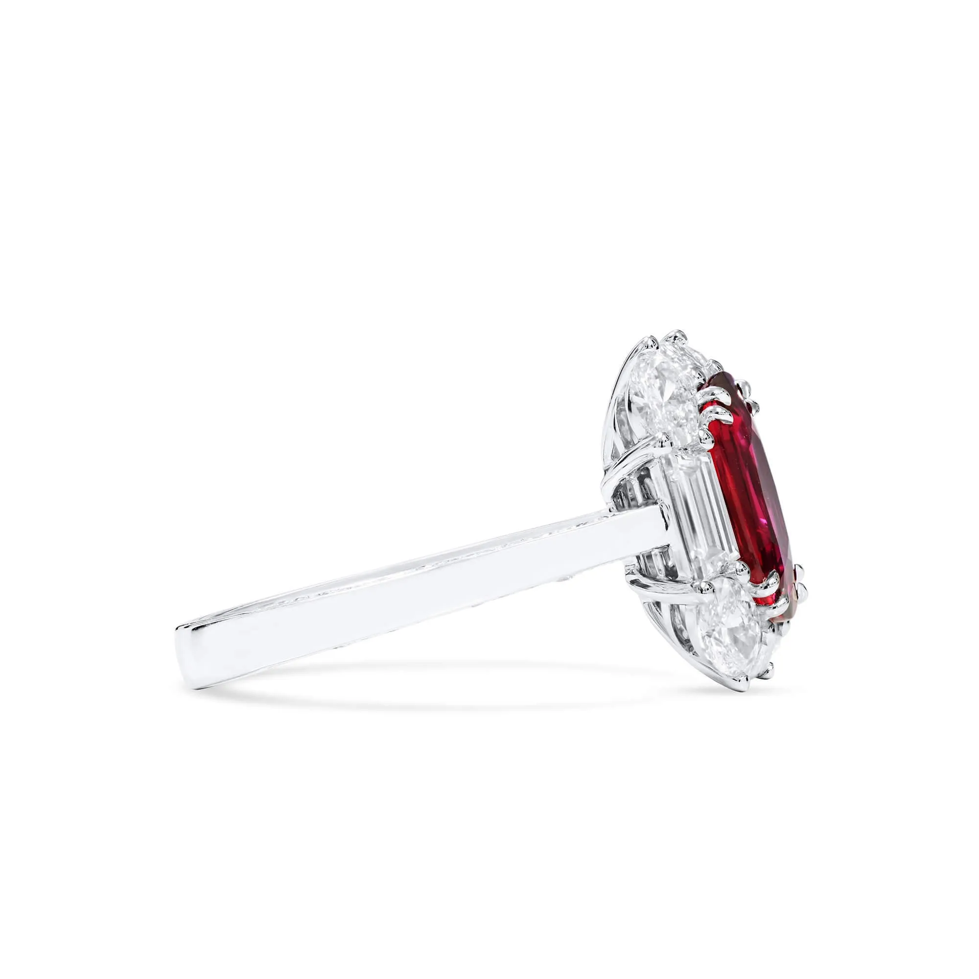 Natural Red Mozambique Ruby Ring, 3.86 Ct. TW, Oval shape GRS Certified,Ruby Rings